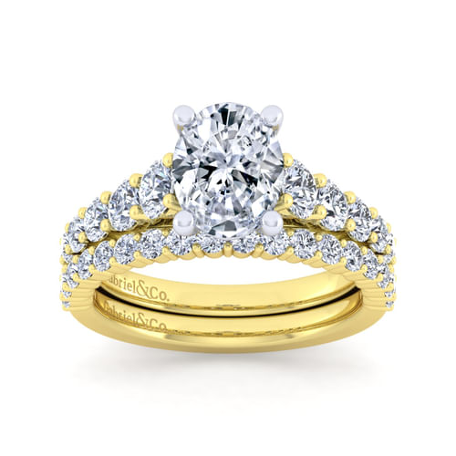 14K White-Yellow Gold Oval Diamond Engagement Ring