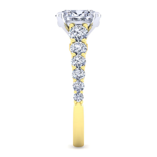 14K White-Yellow Gold Oval Diamond Engagement Ring
