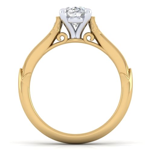 14K White-Yellow Gold Oval Diamond Engagement Ring