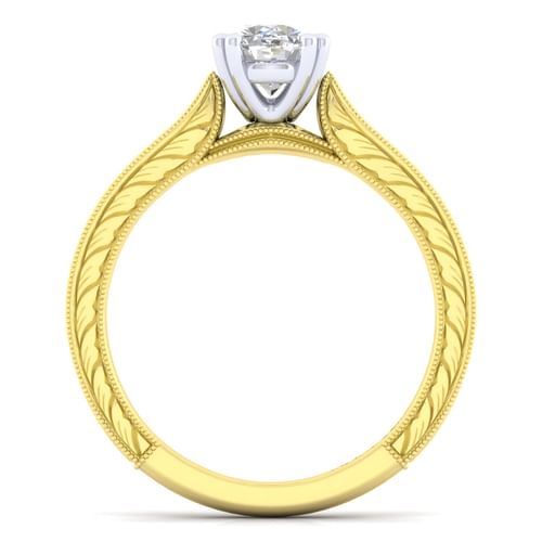 14K White-Yellow Gold Oval Diamond Engagement Ring