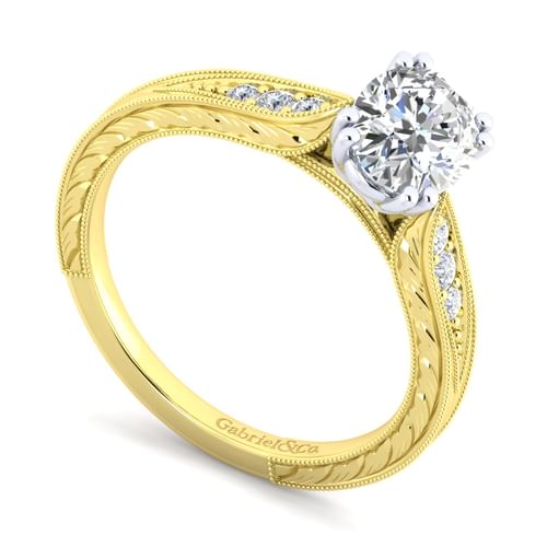 14K White-Yellow Gold Oval Diamond Engagement Ring