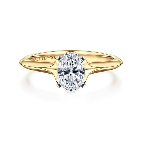 Gabriel - 14K White-Yellow Gold Oval Diamond Engagement Ring