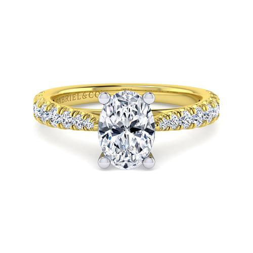 14K White-Yellow Gold Oval Diamond Engagement Ring