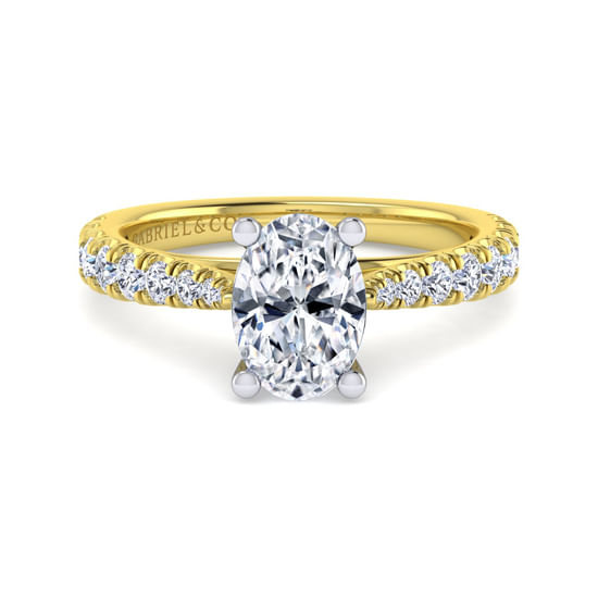 Gabriel - 14K White-Yellow Gold Oval Diamond Engagement Ring