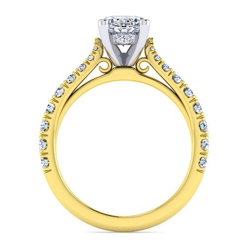 14K White-Yellow Gold Oval Diamond Engagement Ring