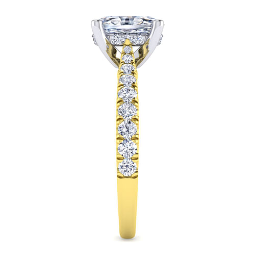 14K White-Yellow Gold Oval Diamond Engagement Ring