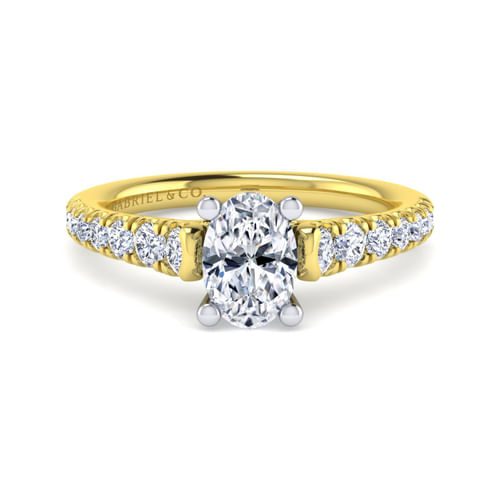 14K White-Yellow Gold Oval Diamond Engagement Ring