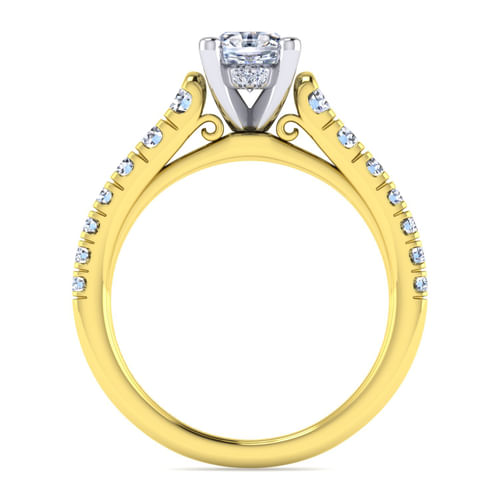 14K White-Yellow Gold Oval Diamond Engagement Ring
