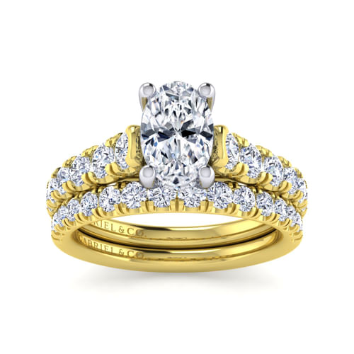 14K White-Yellow Gold Oval Diamond Engagement Ring