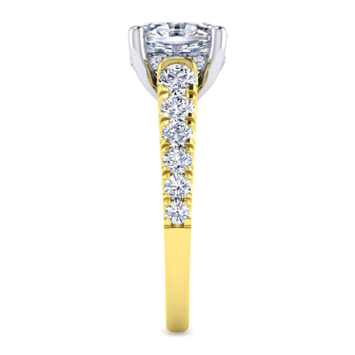 14K White-Yellow Gold Oval Diamond Engagement Ring