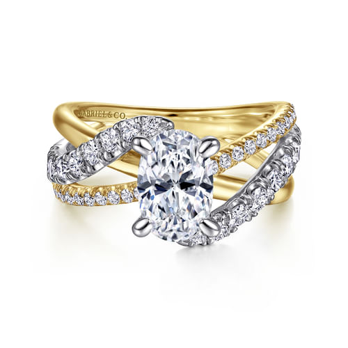 14K White-Yellow Gold Oval Diamond Engagement Ring