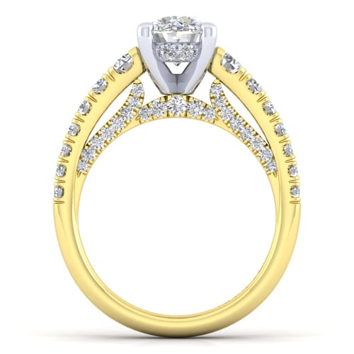 14K White-Yellow Gold Oval Diamond Engagement Ring