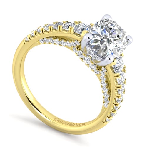 14K White-Yellow Gold Oval Diamond Engagement Ring
