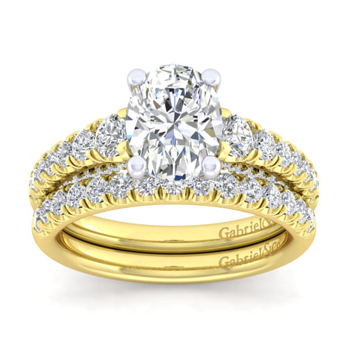 14K White-Yellow Gold Oval Diamond Engagement Ring