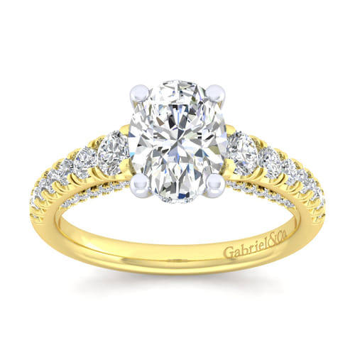 14K White-Yellow Gold Oval Diamond Engagement Ring