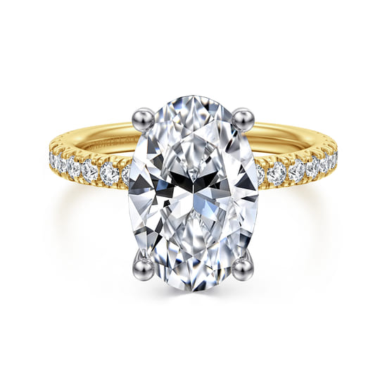 Gabriel - 14K White-Yellow Gold Oval Diamond Engagement Ring
