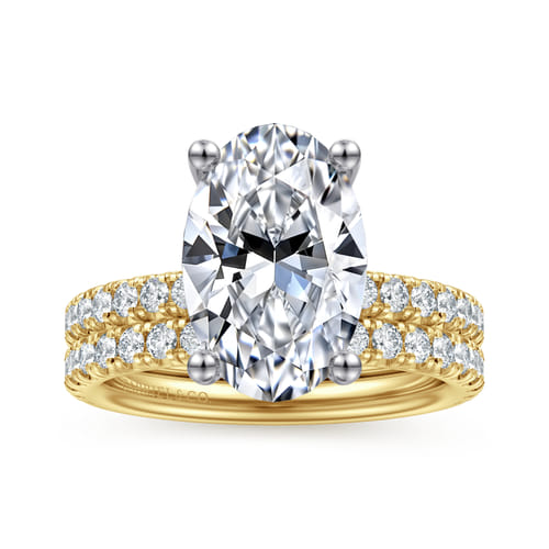 14K White-Yellow Gold Oval Diamond Engagement Ring