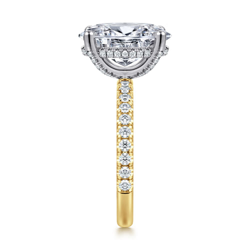 14K White-Yellow Gold Oval Diamond Engagement Ring