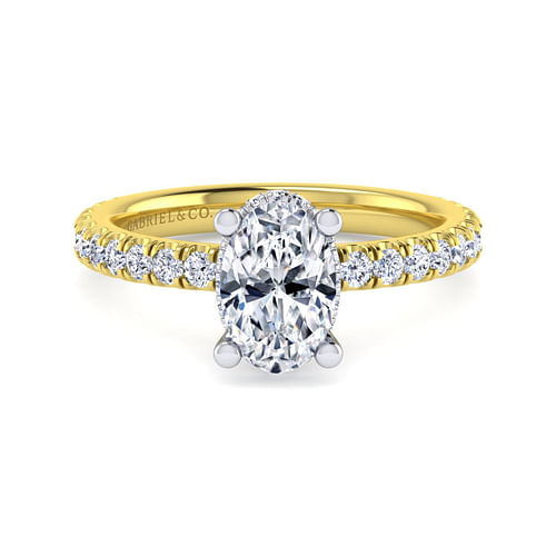 14K White-Yellow Gold Oval Diamond Engagement Ring