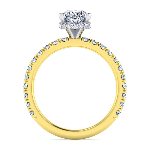 14K White-Yellow Gold Oval Diamond Engagement Ring