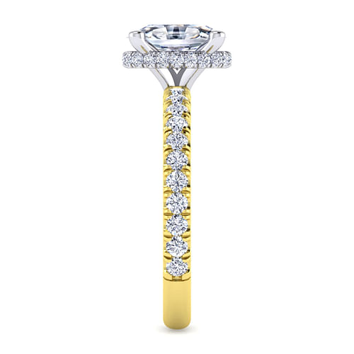 14K White-Yellow Gold Oval Diamond Engagement Ring