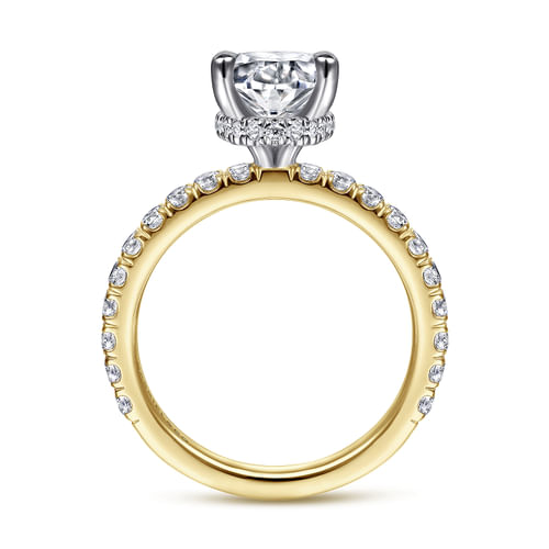 14K White-Yellow Gold Oval Diamond Engagement Ring