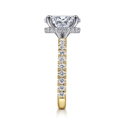 14K White-Yellow Gold Oval Diamond Engagement Ring
