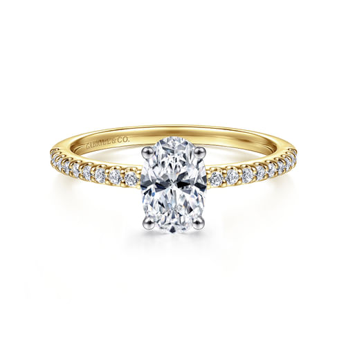 14K White-Yellow Gold Oval Diamond Engagement Ring
