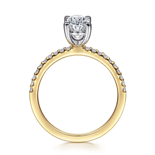 14K White-Yellow Gold Oval Diamond Engagement Ring