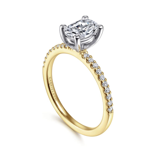 14K White-Yellow Gold Oval Diamond Engagement Ring