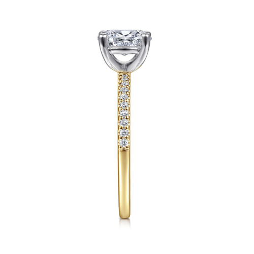14K White-Yellow Gold Oval Diamond Engagement Ring