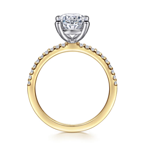 14K White-Yellow Gold Oval Diamond Engagement Ring