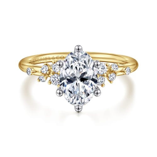 14K White-Yellow Gold Oval Diamond Engagement Ring