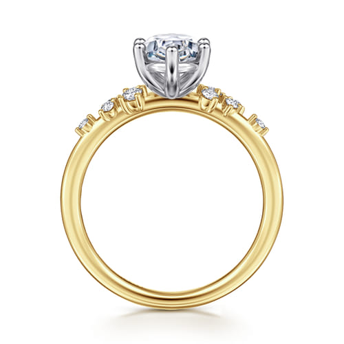 14K White-Yellow Gold Oval Diamond Engagement Ring
