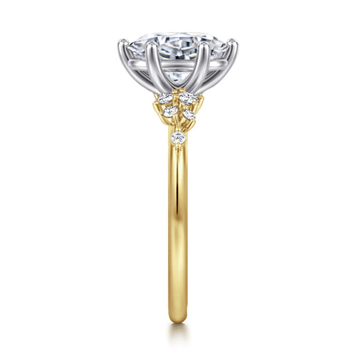 14K White-Yellow Gold Oval Diamond Engagement Ring