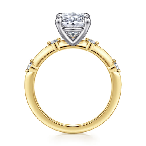 14K White-Yellow Gold Oval Diamond Engagement Ring