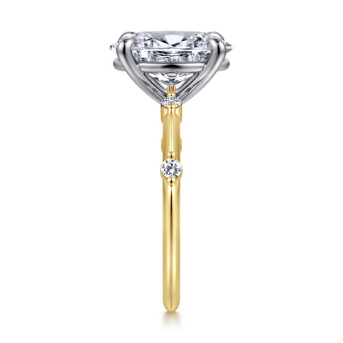 14K White-Yellow Gold Oval Diamond Engagement Ring
