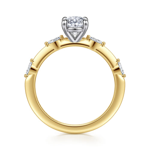 14K White-Yellow Gold Oval Diamond Engagement Ring