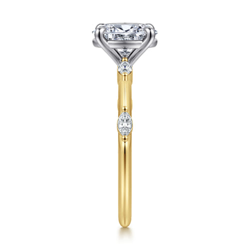 14K White-Yellow Gold Oval Diamond Engagement Ring