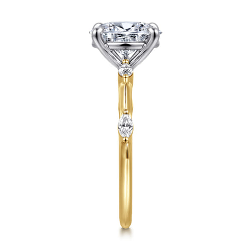 14K White-Yellow Gold Oval Diamond Engagement Ring