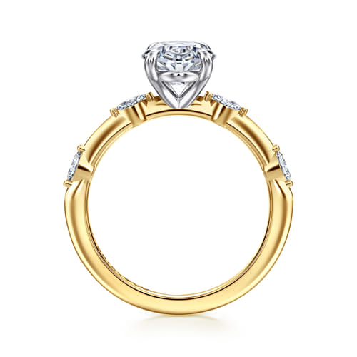 14K White-Yellow Gold Oval Diamond Engagement Ring