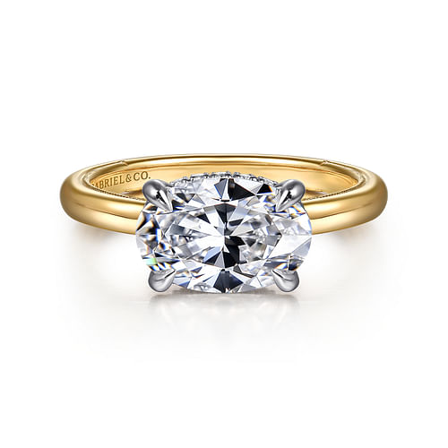 14K White-Yellow Gold Oval Diamond Engagement Ring