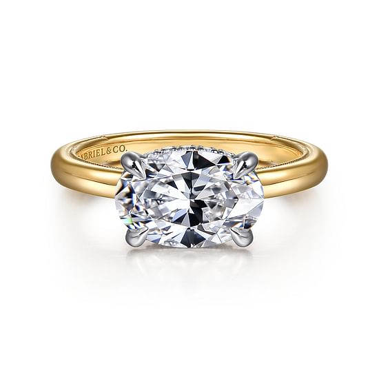 Gabriel - 14K White-Yellow Gold Oval Diamond Engagement Ring