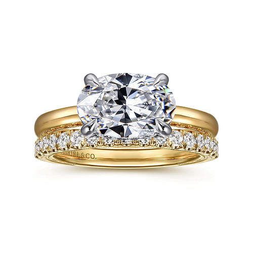 14K White-Yellow Gold Oval Diamond Engagement Ring