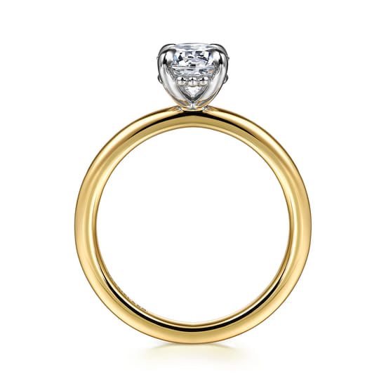14K White-Yellow Gold Oval Diamond Engagement Ring angle 2