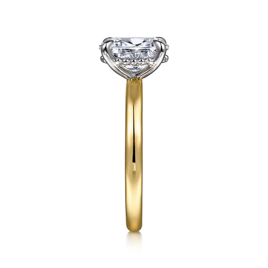 14K White-Yellow Gold Oval Diamond Engagement Ring angle 5