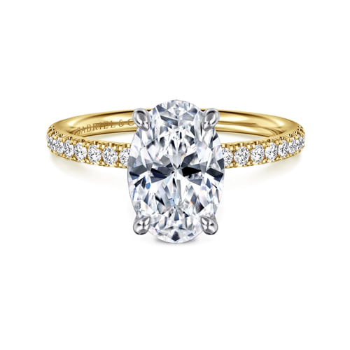 14K White-Yellow Gold Oval Diamond Engagement Ring