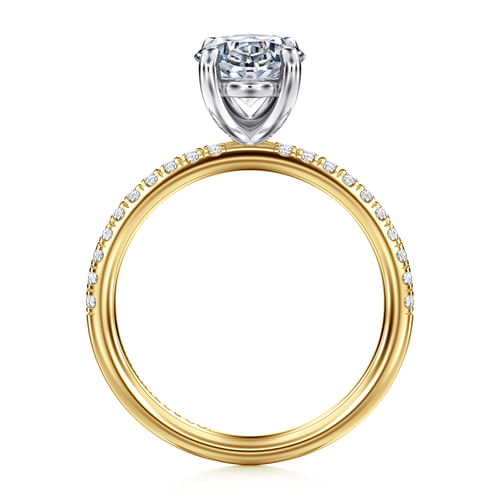 14K White-Yellow Gold Oval Diamond Engagement Ring