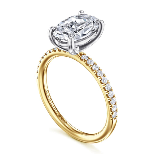 14K White-Yellow Gold Oval Diamond Engagement Ring