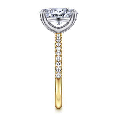 14K White-Yellow Gold Oval Diamond Engagement Ring